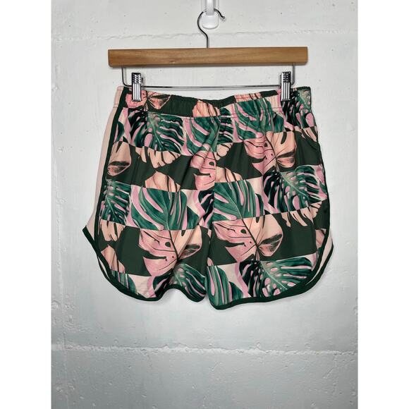 Nike Dri-Fit Womens Athletic Running Shorts Size Medium Pink Palm Leaves - Picture 3 of 6